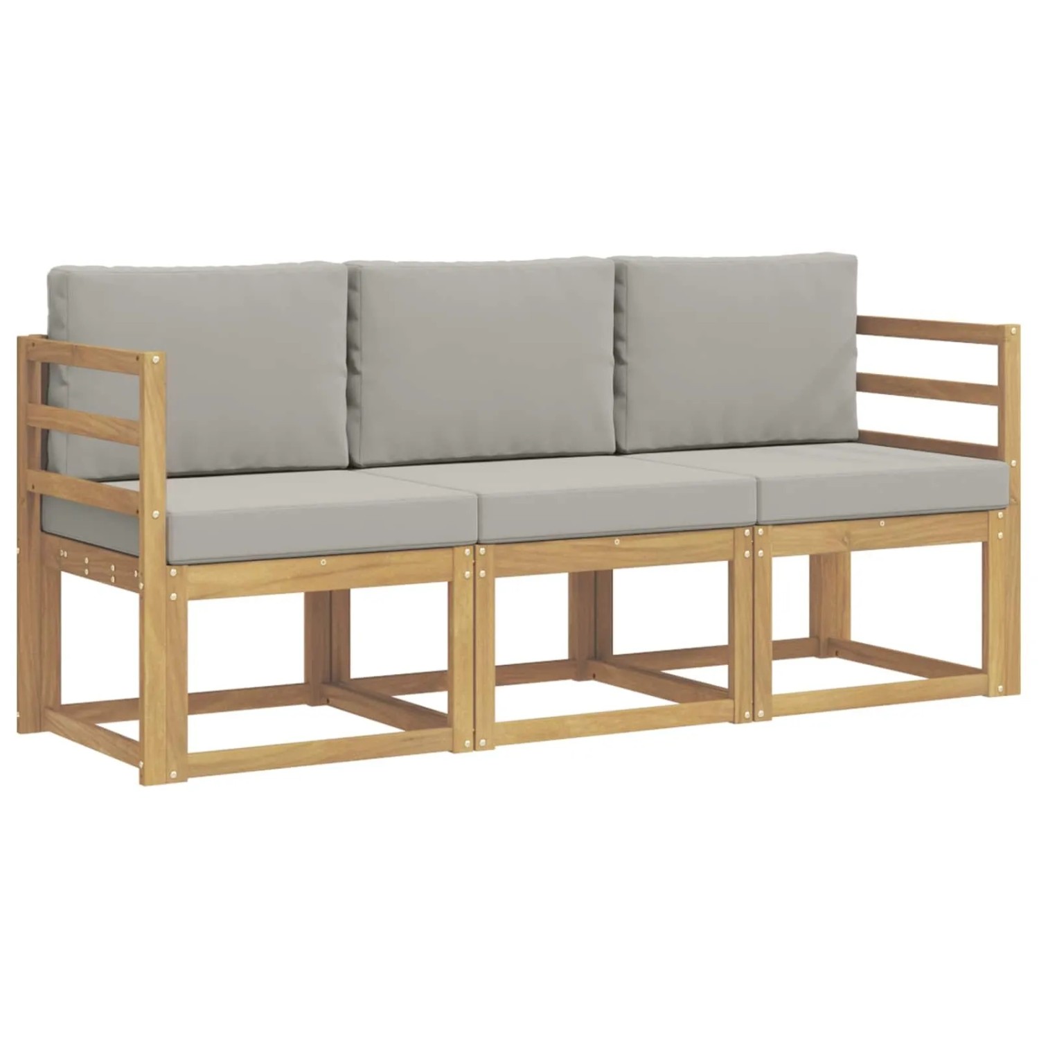vidaXL Outdoor-Sofagarnitur 3-Tlg Weiß und Hellgrau 185,5 x 63 x 73 cm 3387160