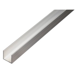 U-Profil aus Aluminium, 20x20x1000 mm, ideal als Stütze und Schutz für Baukonstruktionen.