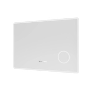 Aquabatos Badspiegel 100x70cm mit LED-Beleuchtung, Kosmetikspiegel und Digitaluhr.