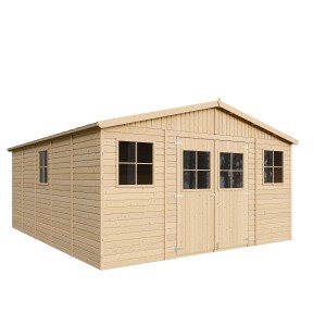 Timbela Gartenhaus Holz Abstellraum M333 19,77 m² mit Fenstern