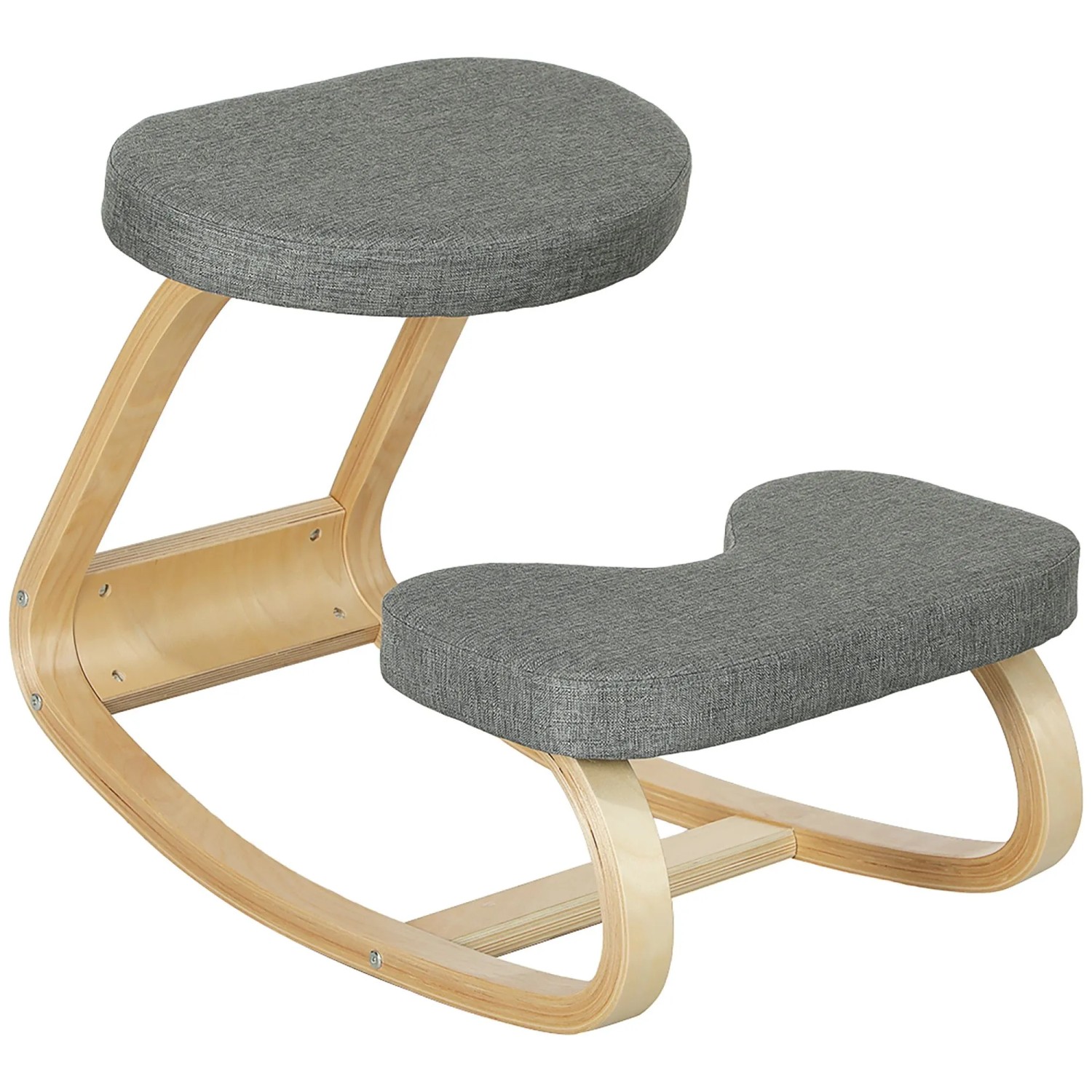 HOMCOM Kniestuhl Birkenholz Polyester 73L x 50B x 55H cm Grau