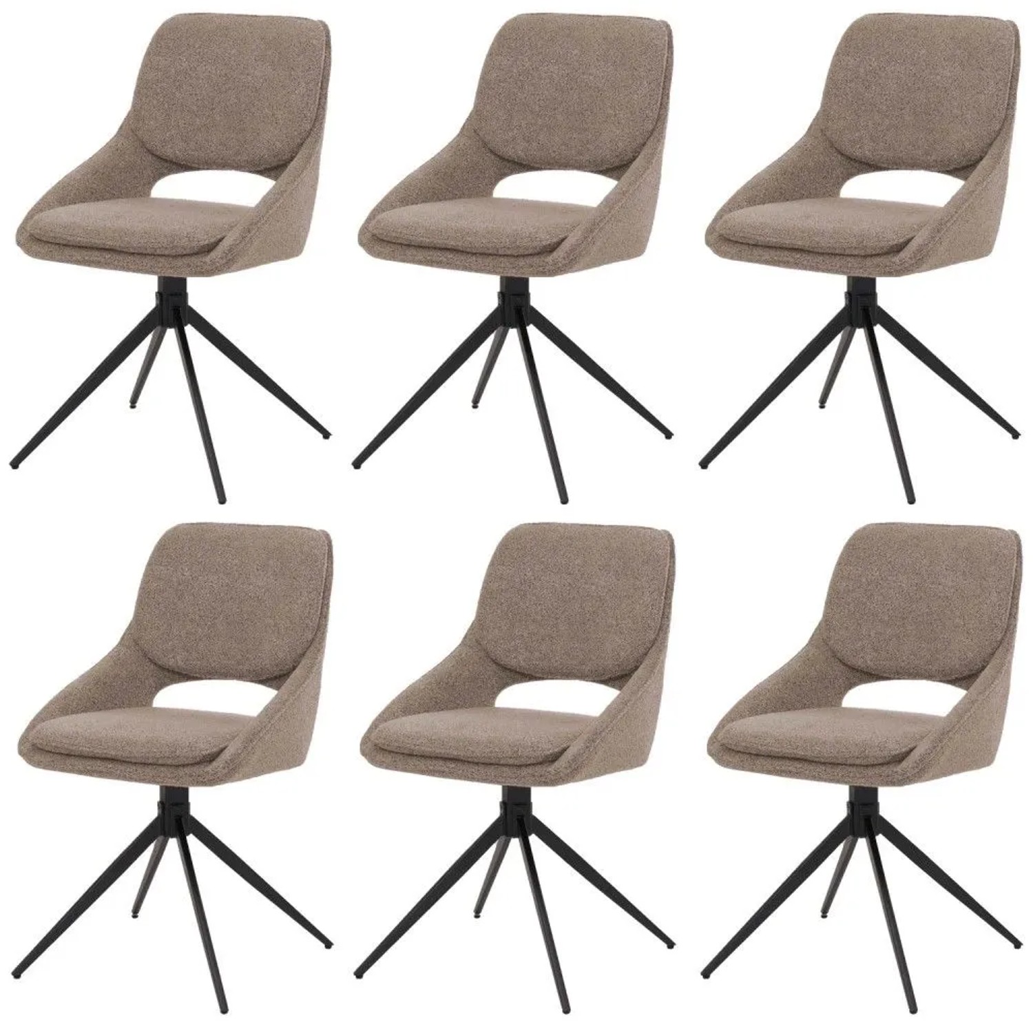 MCW Esszimmerstuhl N73 6er-Set Stoff/Textil Boucle 540g/m² Beige