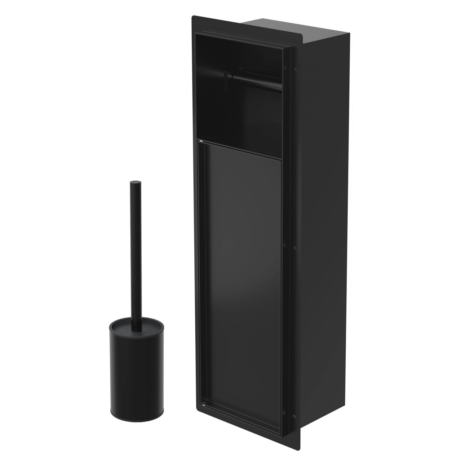 LuxeBath Unterputz-Schrankmodul WC aus Edelstahl Schwarz 60x20x10 cm