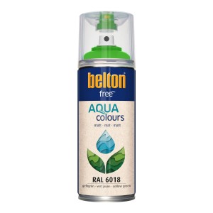 Belton Free AQUAcolours Buntlack RAL 6018 Gelbgrün matt, 400ml Dose.