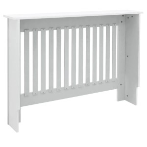 Weiße ECD Germany Heizkörperverkleidung im Landhausstil aus MDF, 112x19x82cm.