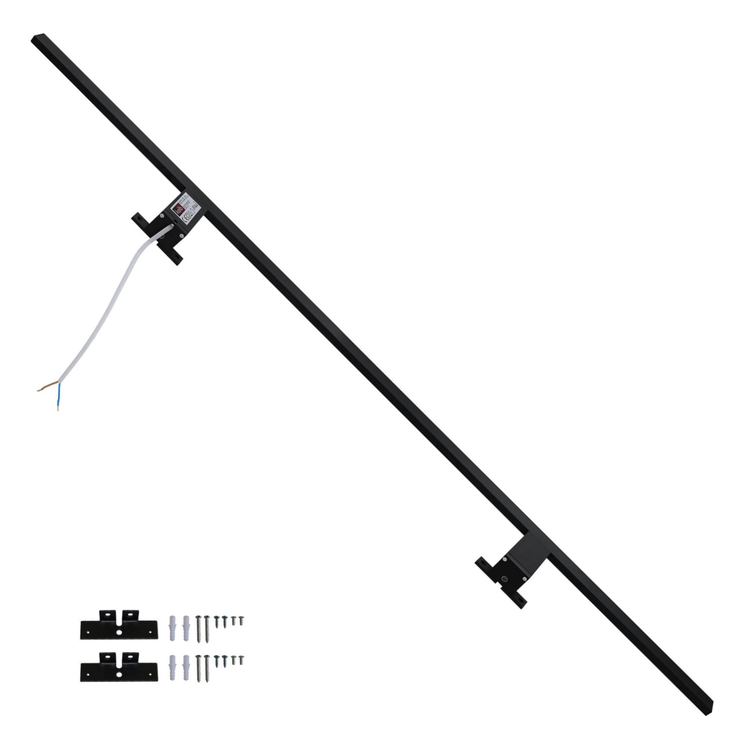 Schwarze 120cm Spectraline LED Spiegelleuchte für Bad, IP44, mit Montagezubehör.