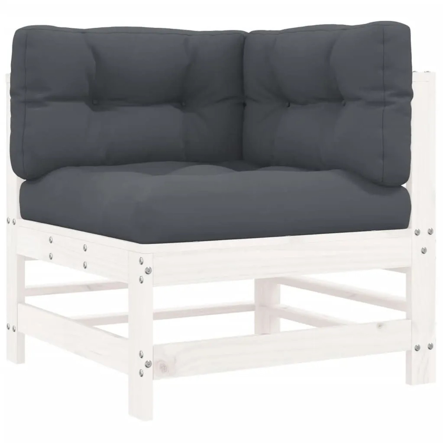 vidaXL Ecksofa mit Kissen Weiß Massivholz Kiefer 825654