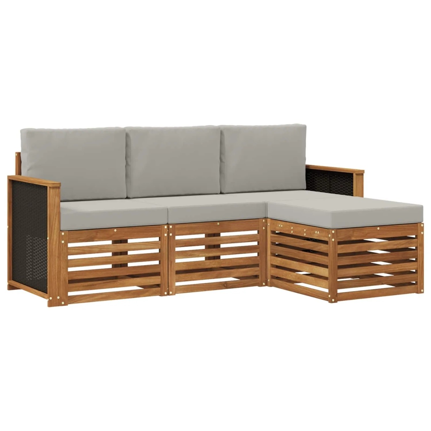 vidaXL Outdoor-Sofagarnitur mit Kissen 4 Stk Natur und Hellgrau 3384192