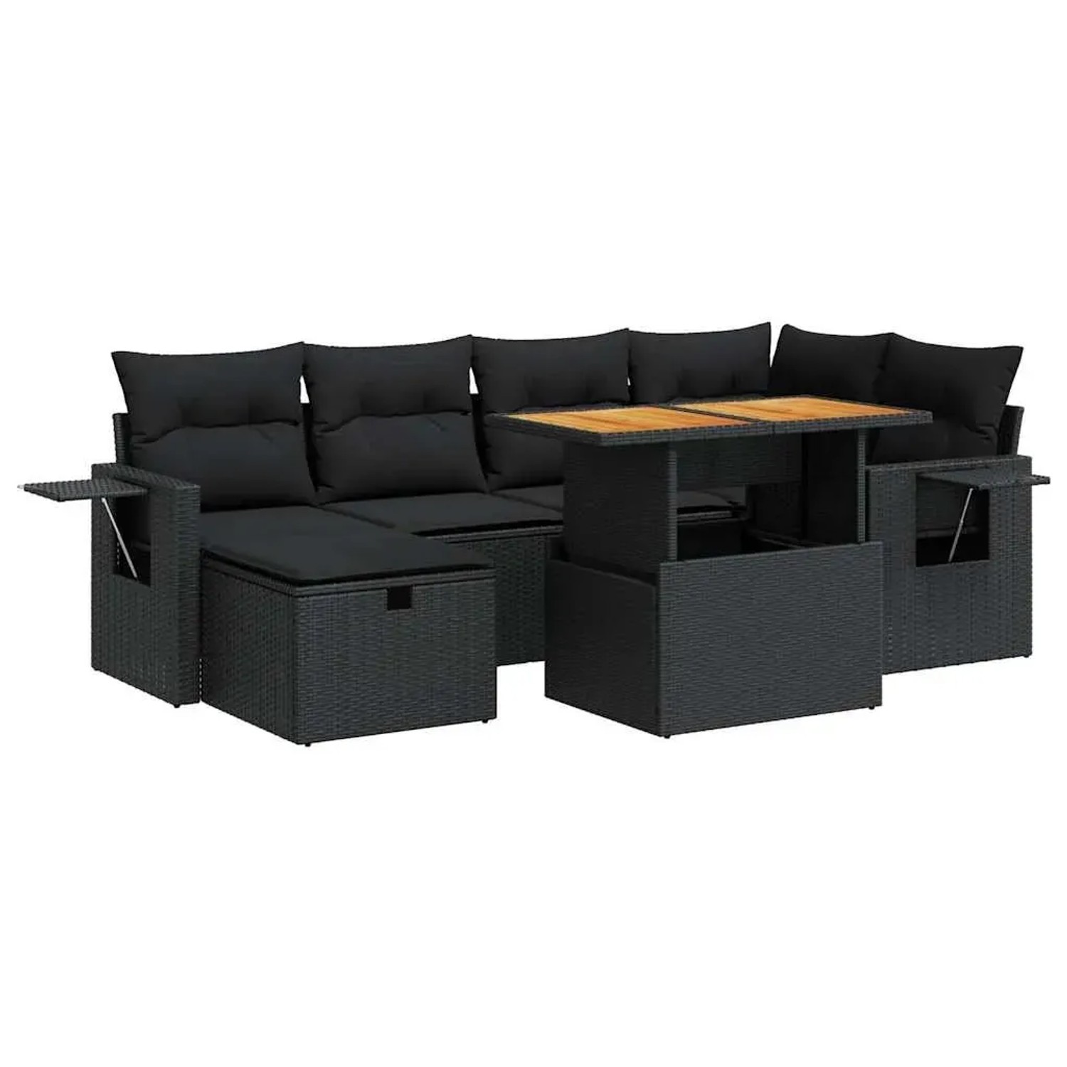 vidaXL 8-Tlg Garten-Sofagarnitur mit Kissen Schwarz Poly Rattan 3328028 günstig online kaufen