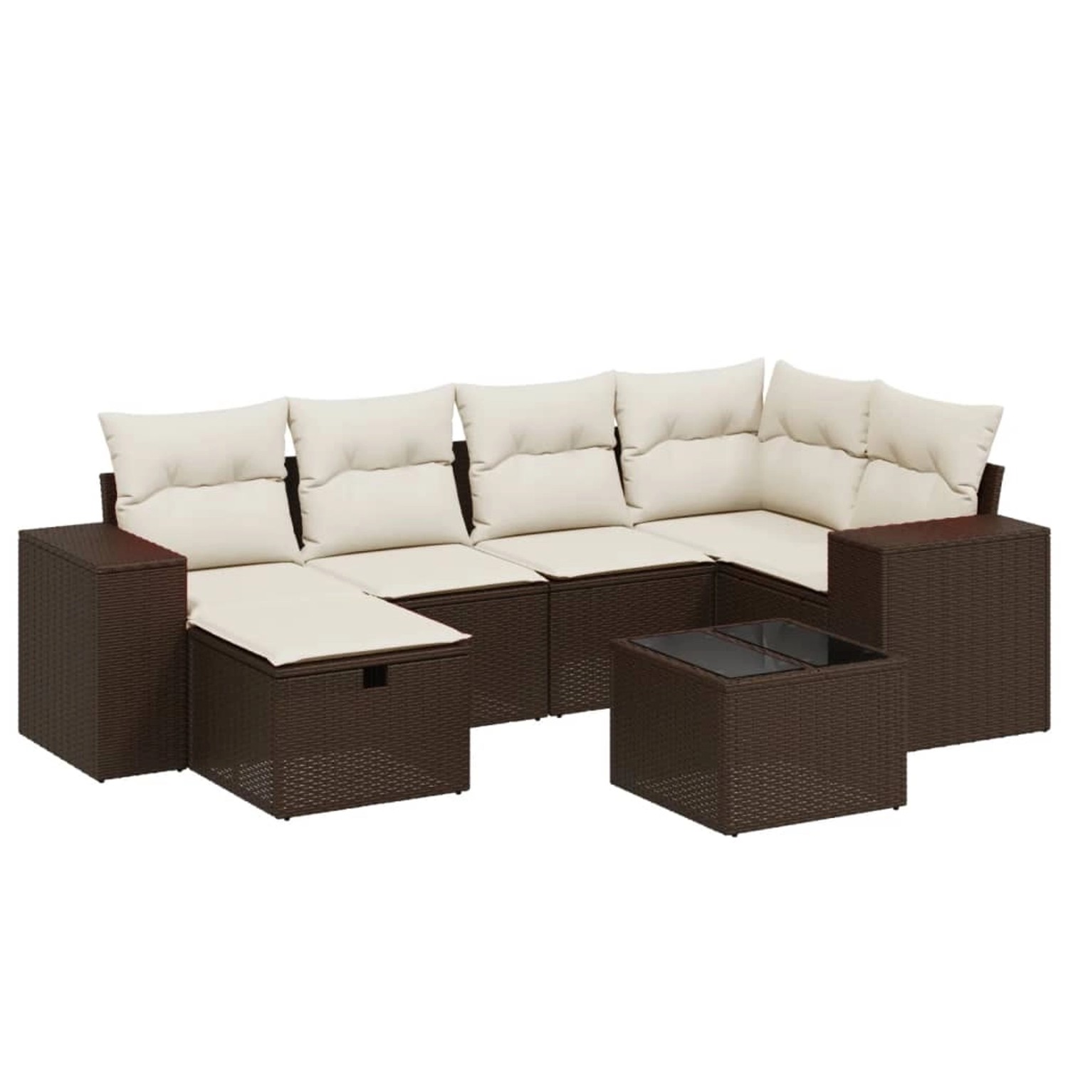 vidaXL 7-Tlg Garten-Sofagarnitur mit Kissen Braun Poly Rattan 3264429 günstig online kaufen