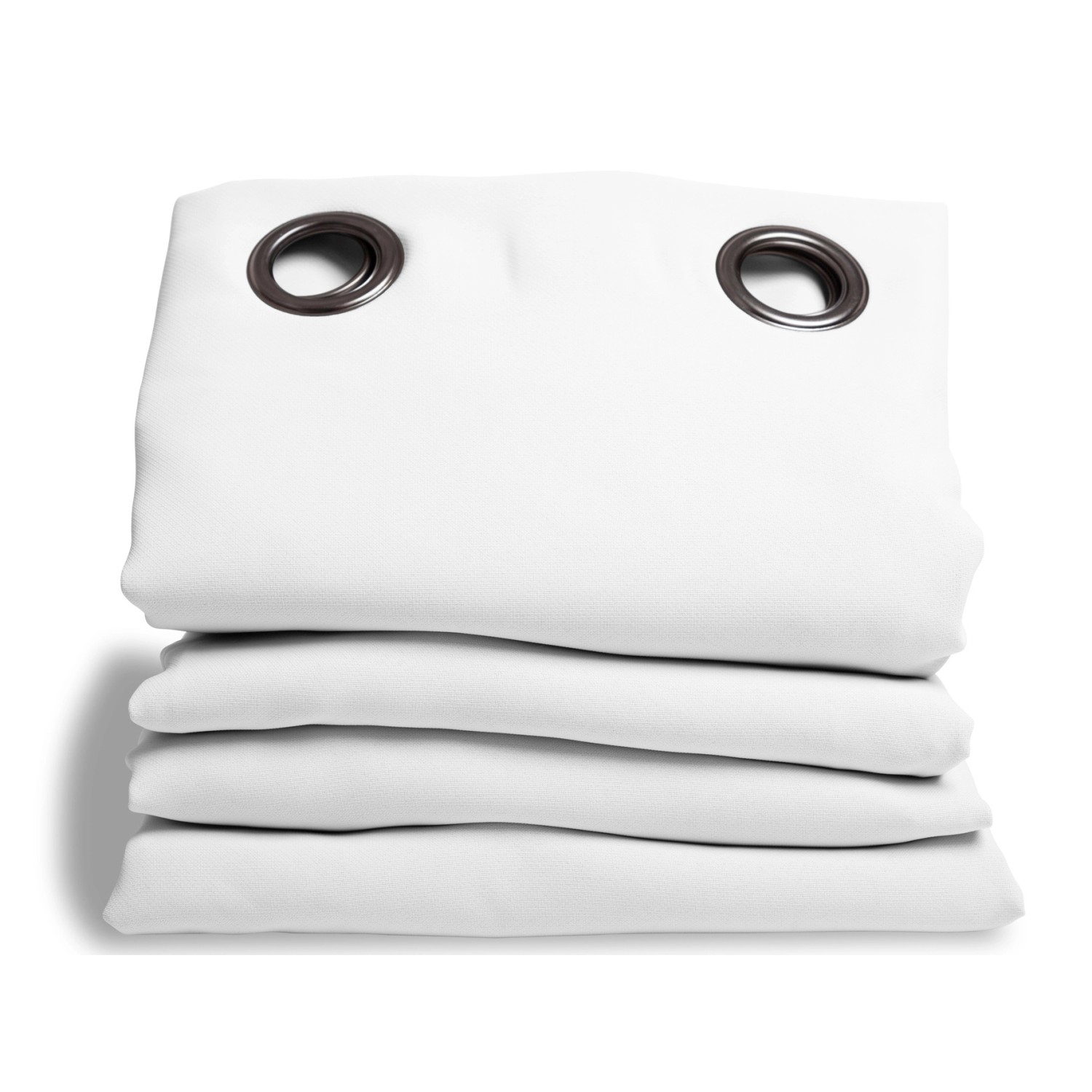 Gefalteter, weißer Moondream Lärmschutzvorhang mit Ösen für Fenstervorhänge.