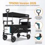 Sekey Bollerwagen, faltbar mit Dach, schwarz, für 2 Kinder bis 100 kg. Ideal für Camping.