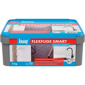 Knauf Flexfuge smart Silbergrau, 2 kg, gebrauchsfertiger Fugenmörtel für Fliesen und Naturstein.