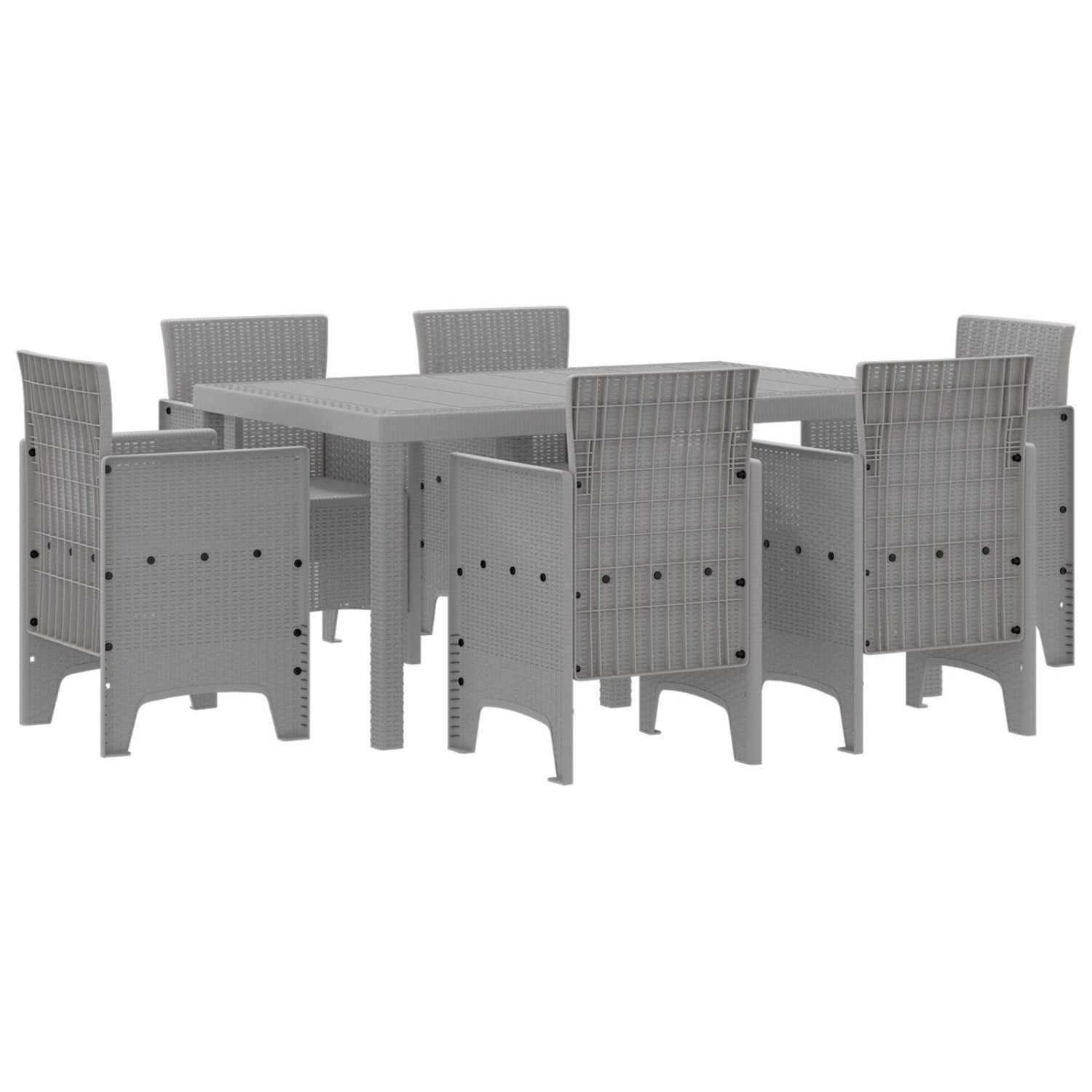 vidaXL 7-Teilige Garten Essgruppe Hellgrau Poly Rattan 3378567 günstig online kaufen
