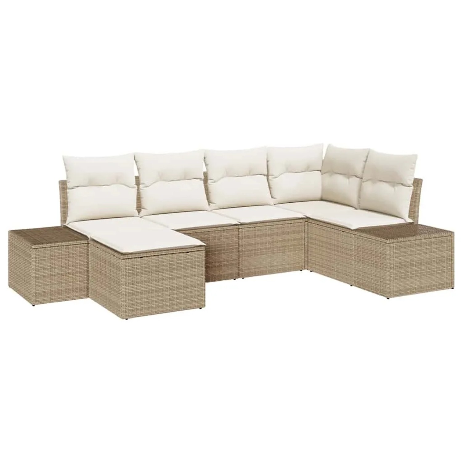 vidaXL Garten-Sofa-Set mit Kissen 6 Tlg Beige und Creme Poly-Rattan 3355800