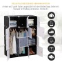 Schwarzer HOMCOM DIY Kleiderschrank aus Kunststoff mit Fächern und Kleiderstangen.