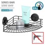 Wenko Eckablage Bari Schwarz mit Shampoo und Creme, zur Wandmontage ohne Bohren.