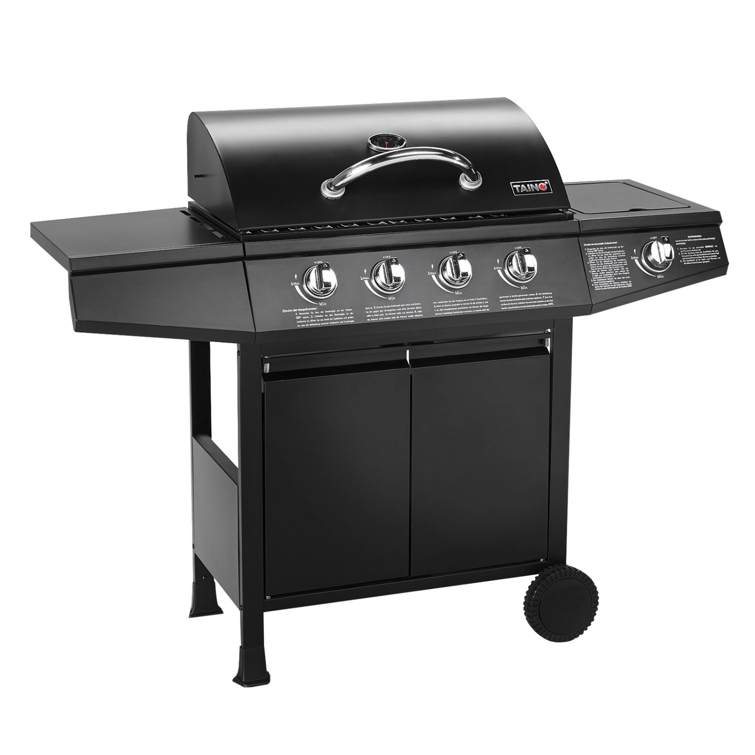 Taino Basic 4+1 Gasgrill BBQ Grillwagen 4 Edelstahl Brenner Seitenkocher TÜ günstig online kaufen