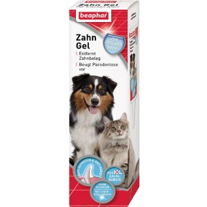 Beaphar Zahngel für Hunde und Katzen, 100g Tube mit Hunde- und Katzenabbildung.