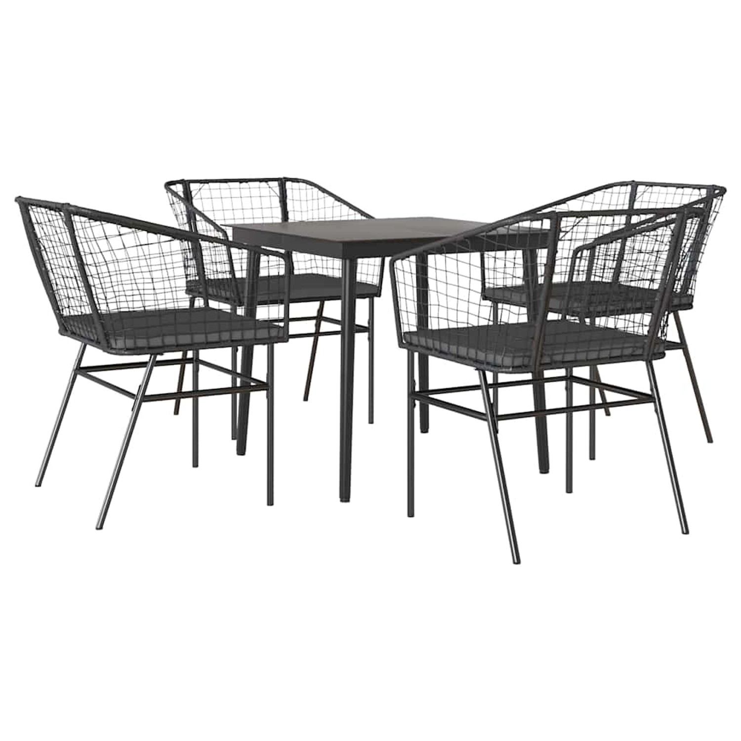 vidaXL 5-Tlg Garten-Essgruppe mit Kissen Schwarz Poly Rattan Glas 3334500 günstig online kaufen