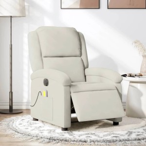 vidaXL Massagesessel Elektrisch Creme Samt 3204298