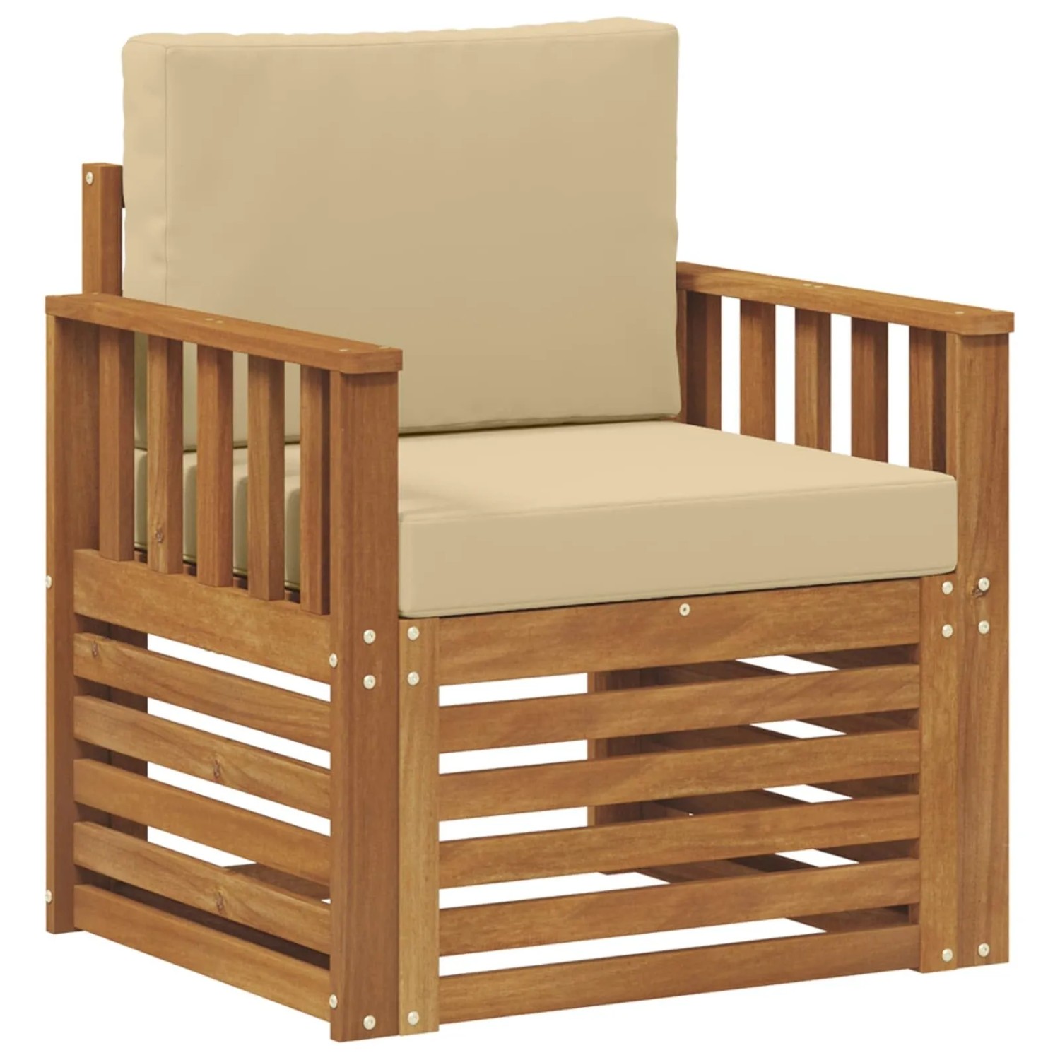 vidaXL Outdoor-Sofagarnitur mit Kissen Natur 71 x 63 x 73 cm 3436348