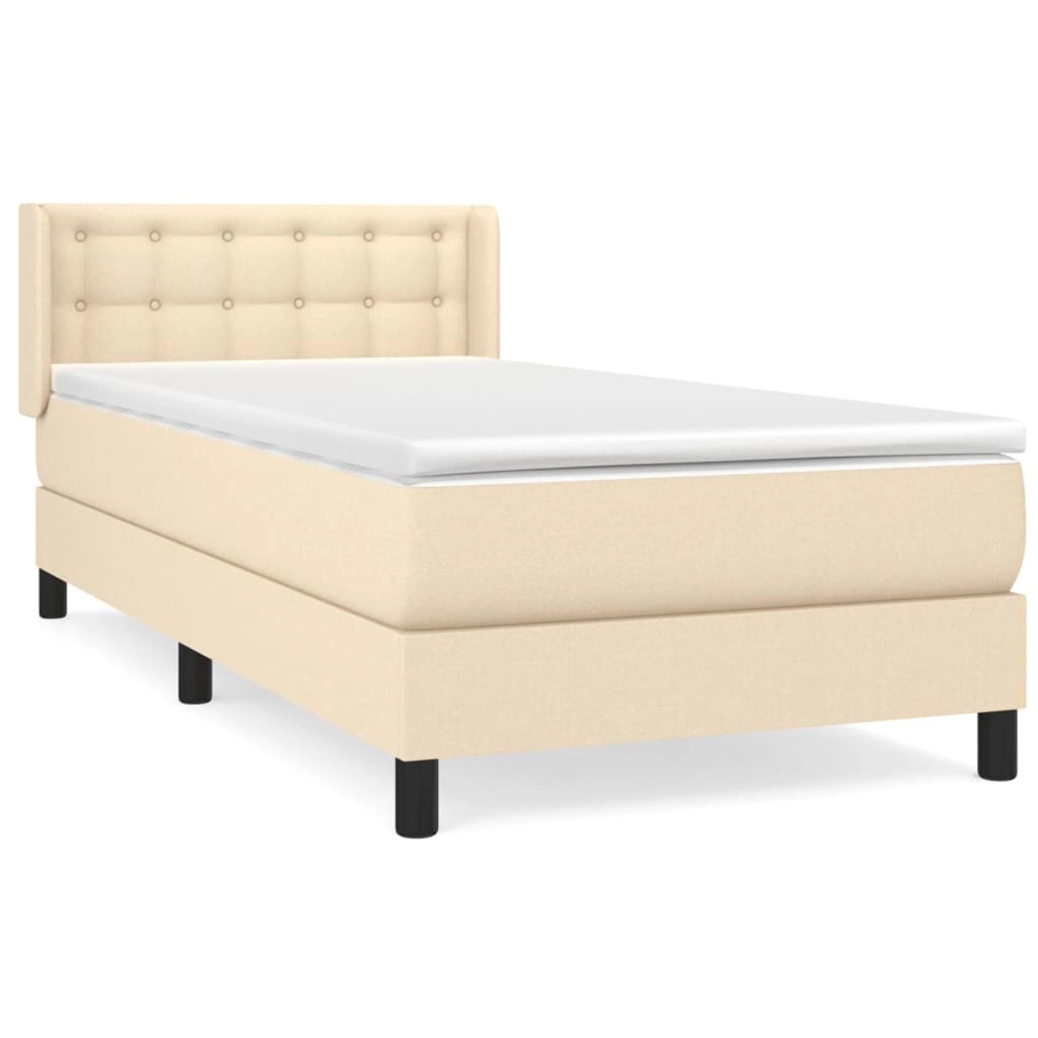 vidaXL Boxspringbett mit Matratze Creme 80x200 cm Stoff 3129990