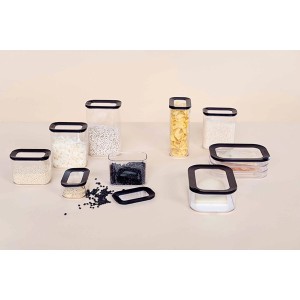 Mepal Modula Vorratsdosen-Set, 5-teilig, schwarz, für die Küchenaufbewahrung von Lebensmitteln.