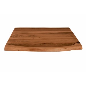 Quadratische Tischplatte CURT aus Akazie in Nussbaum, Baumkante, 60x60 cm.