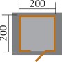 Grundriss weka Gartenhaus Bregenz A, 200x200 cm Sockelmaß, Tür geöffnet.