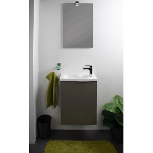 Badmobil Badmöbel-Set Sarah in Cubanitgrau mit Waschbecken, Unterschrank und Spiegel.