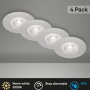 Vier dimmbare Brilo LED-Einbauleuchten Kulana, Chrom matt, 4,9W, warmweiß, für Innen- und Badbereich.