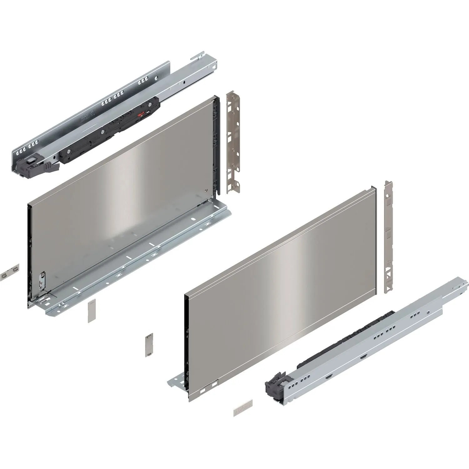 Blum Legrabox Pure Set Höhe F Tip-On Vollauszug 500 mm 70 kg Inox 1 Paar