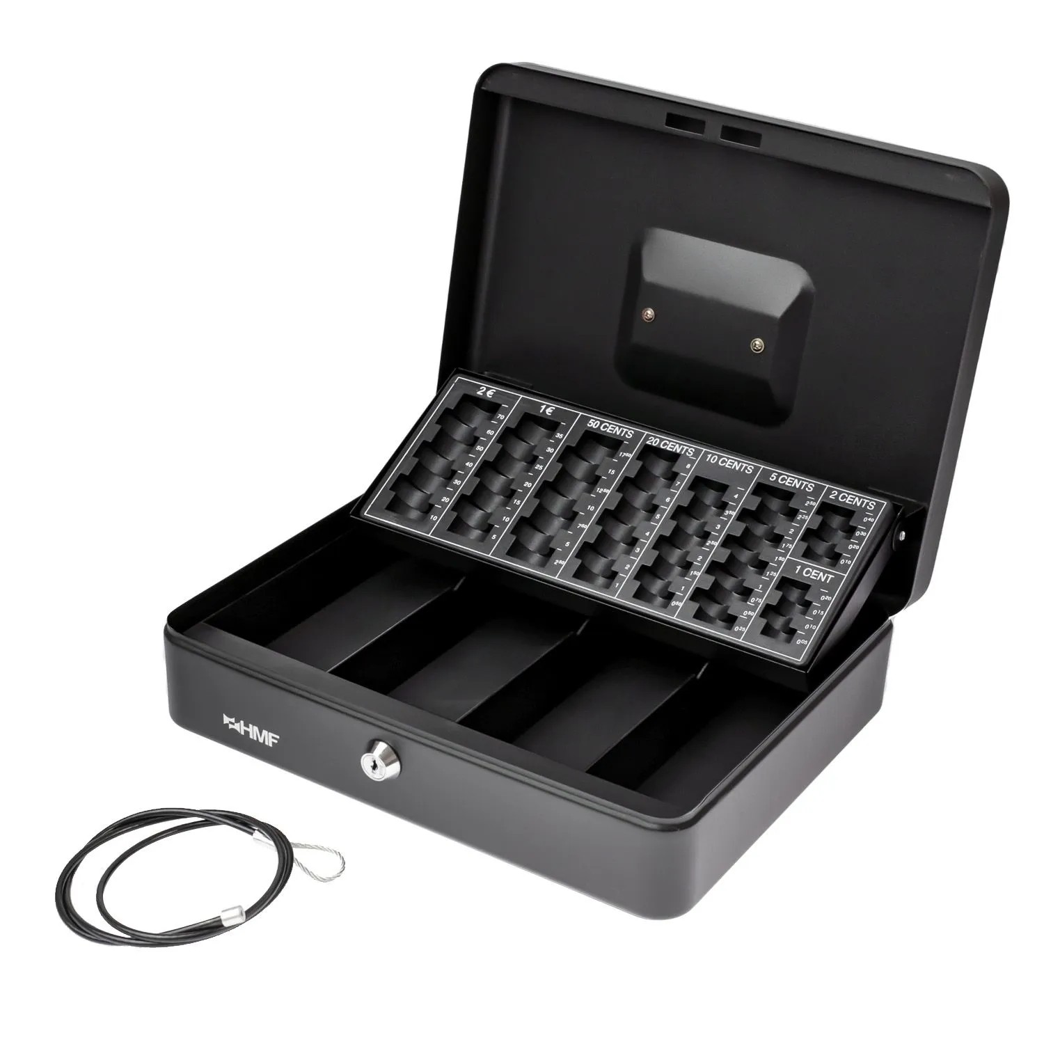 HMF 4215-09 Geldkassette Münzzählbrett Sicherungskabel 30 x 24 x 8 cm Silbe günstig online kaufen