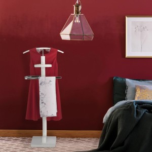 Relaxdays Herrendiener MDF Stahl Weiß Mit Hosenstange Und Ablage 112 cm x 46 cm x 32 cm 5 kg