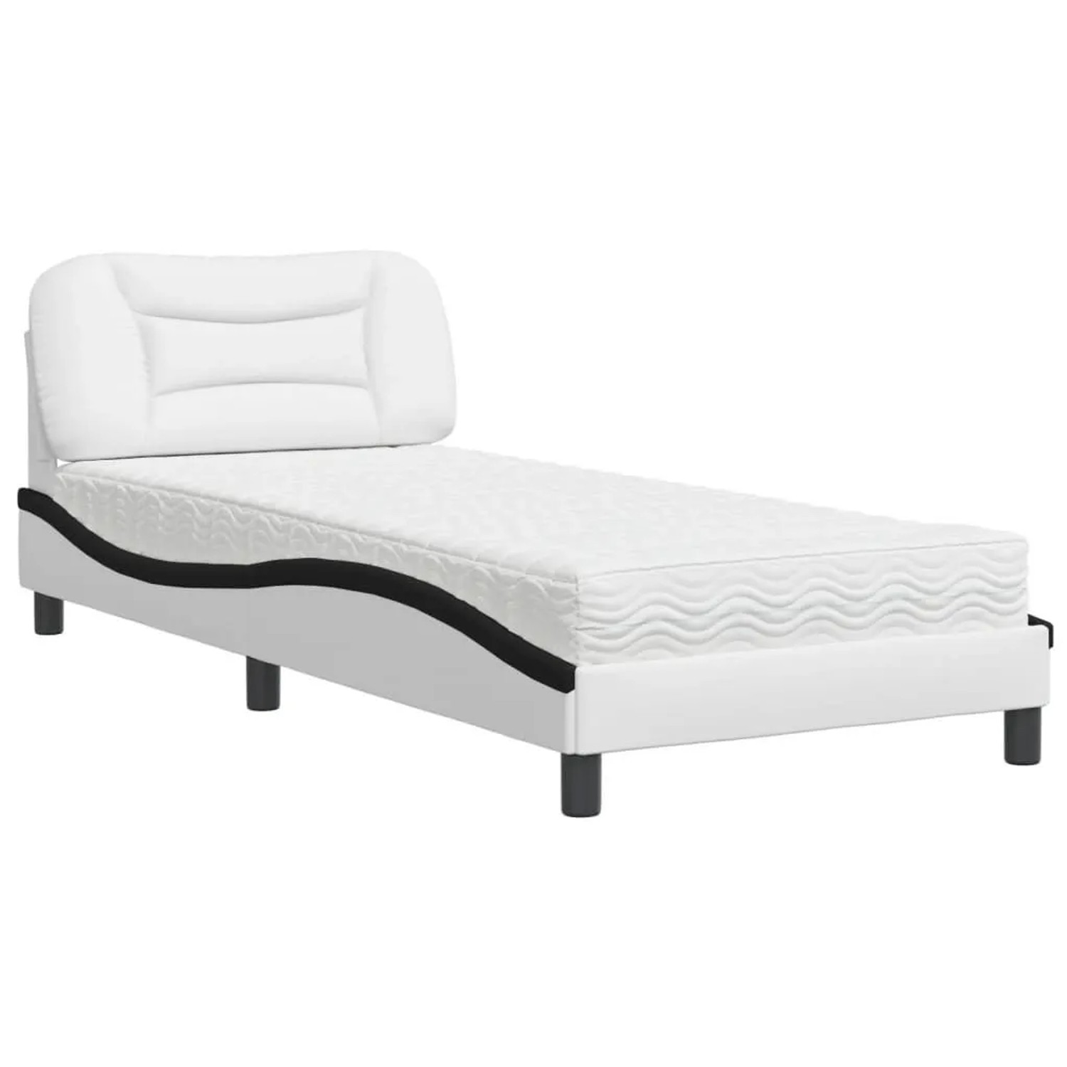 vidaXL Bett mit Matratze Weiß und Schwarz 80x200 cm Kunstleder 3208688