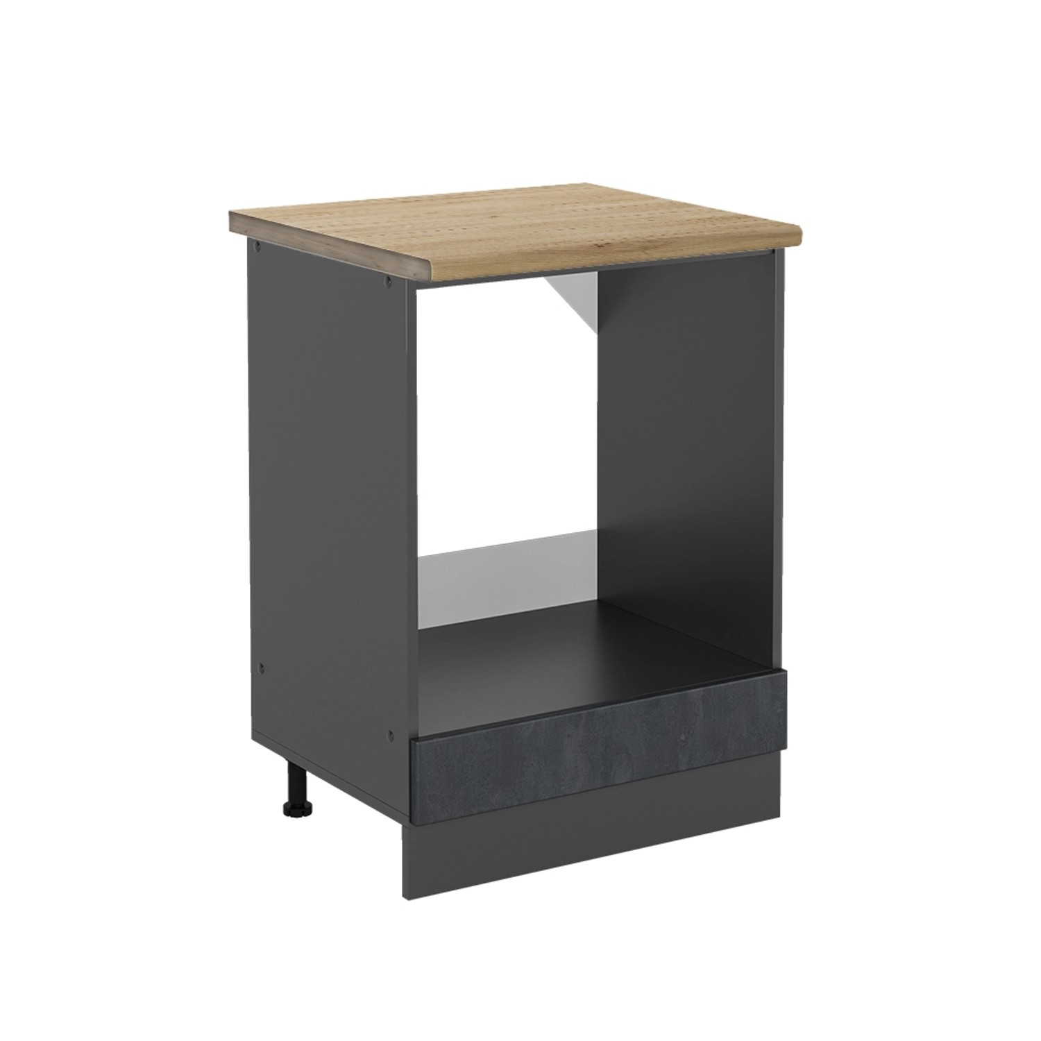 Vicco Herdumbauschrank R-Line Herdschrank Schwarz Beton/Anthrazit 60 cm AP Eiche