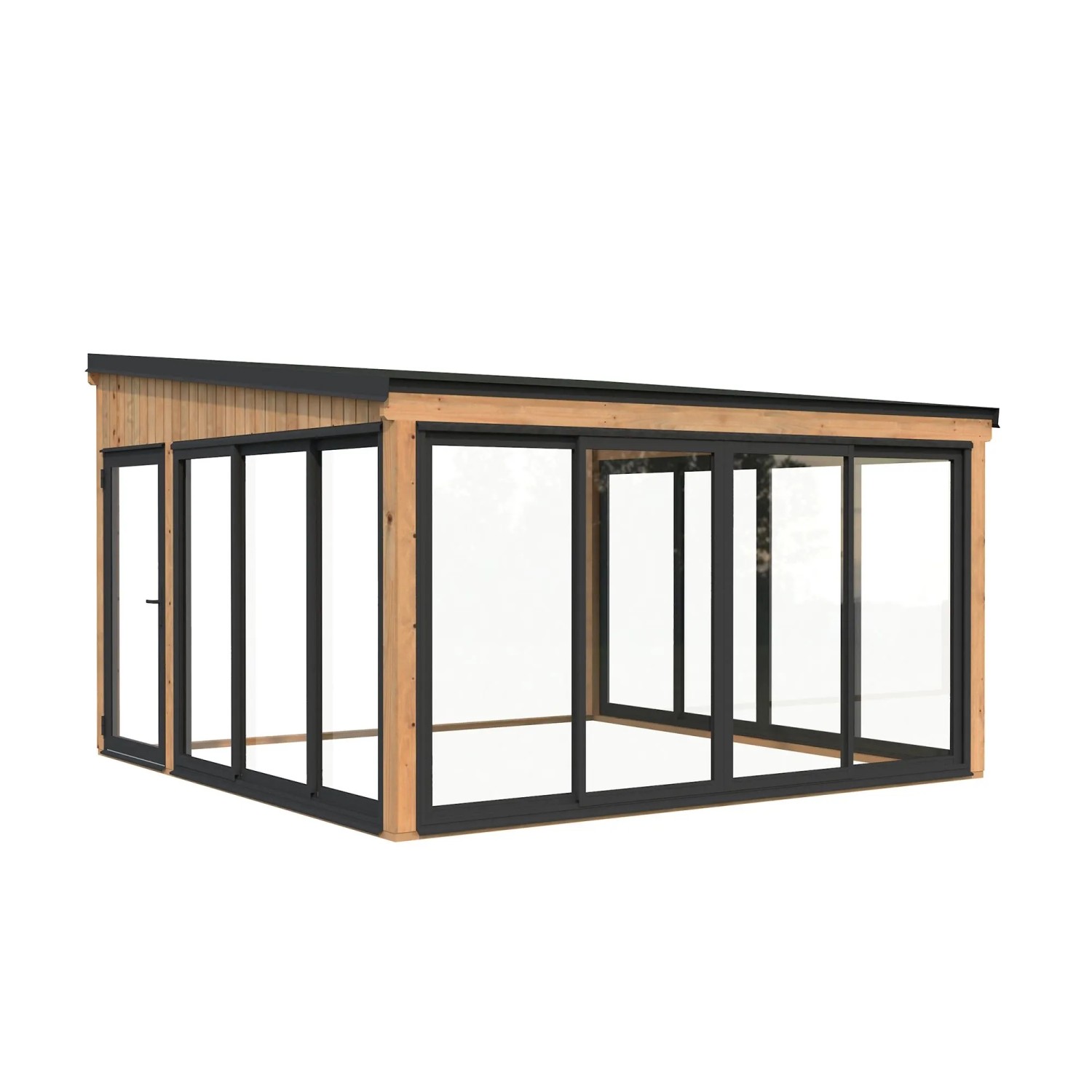 Palmako Holz-Gartenhaus Lumi Slide Pultdach Tauchgrundiert 420 cm x 420 cm
