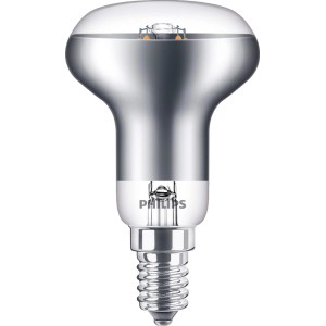 Philips LED Reflektorlampe E14, R50, 2,8W, 2er-Set. Kompakte, silberne LED Lampe mit kleinem E14 Sockel.