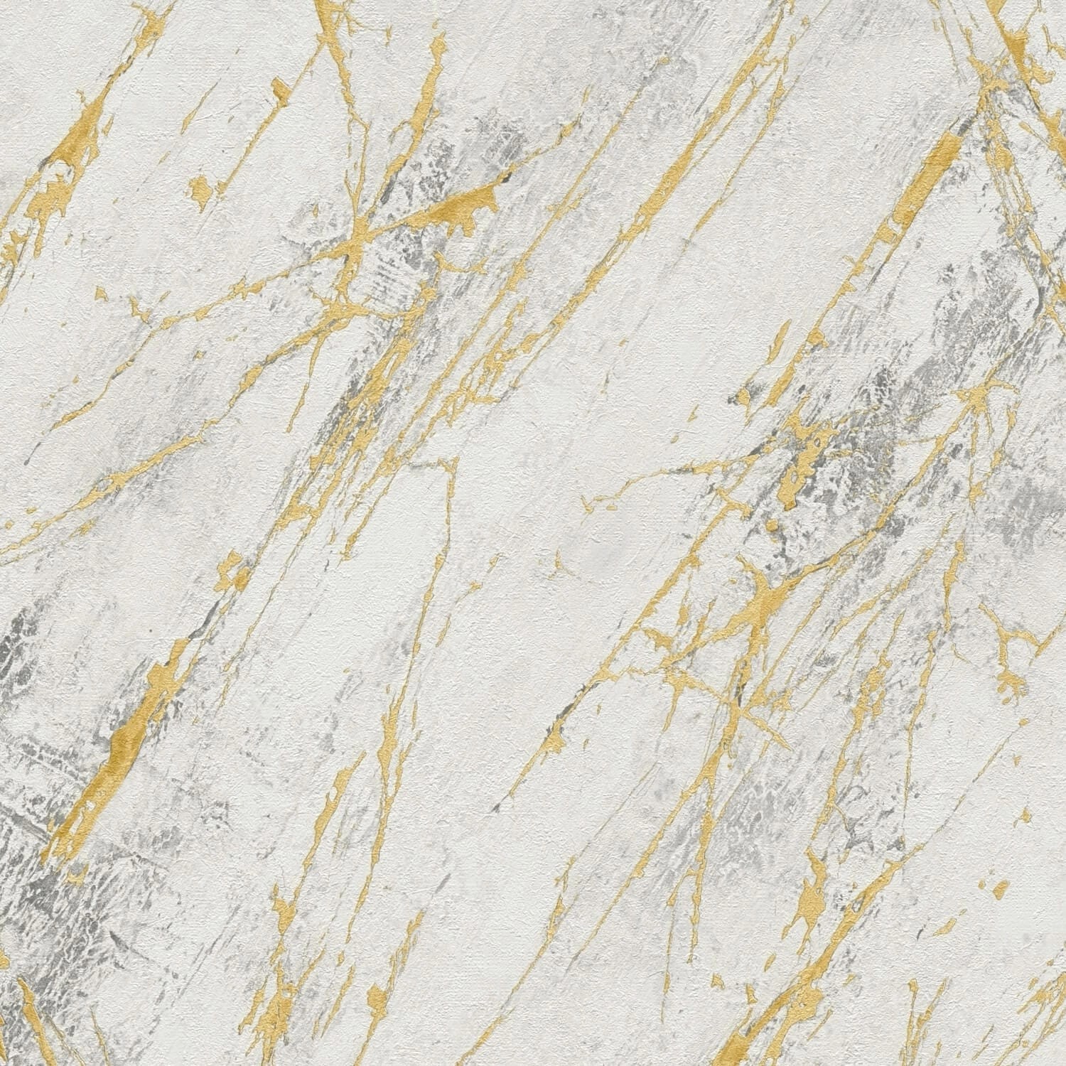 PROFHOME 388173-GU Stein Kacheln Tapete Marmoroptik Matt Weiß Gold Grau 0,5 günstig online kaufen