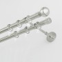 Gardinia Chicago Gardinenstange, Edelstahloptik, 2-läufig mit Ringen und Trägern.