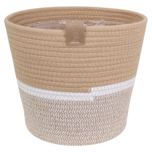 A.H.G. Baumwollkorb Homi-Logo, natur/weiß/beige, Ø 26cm, ideal als Übertopf oder Aufbewahrungskorb.