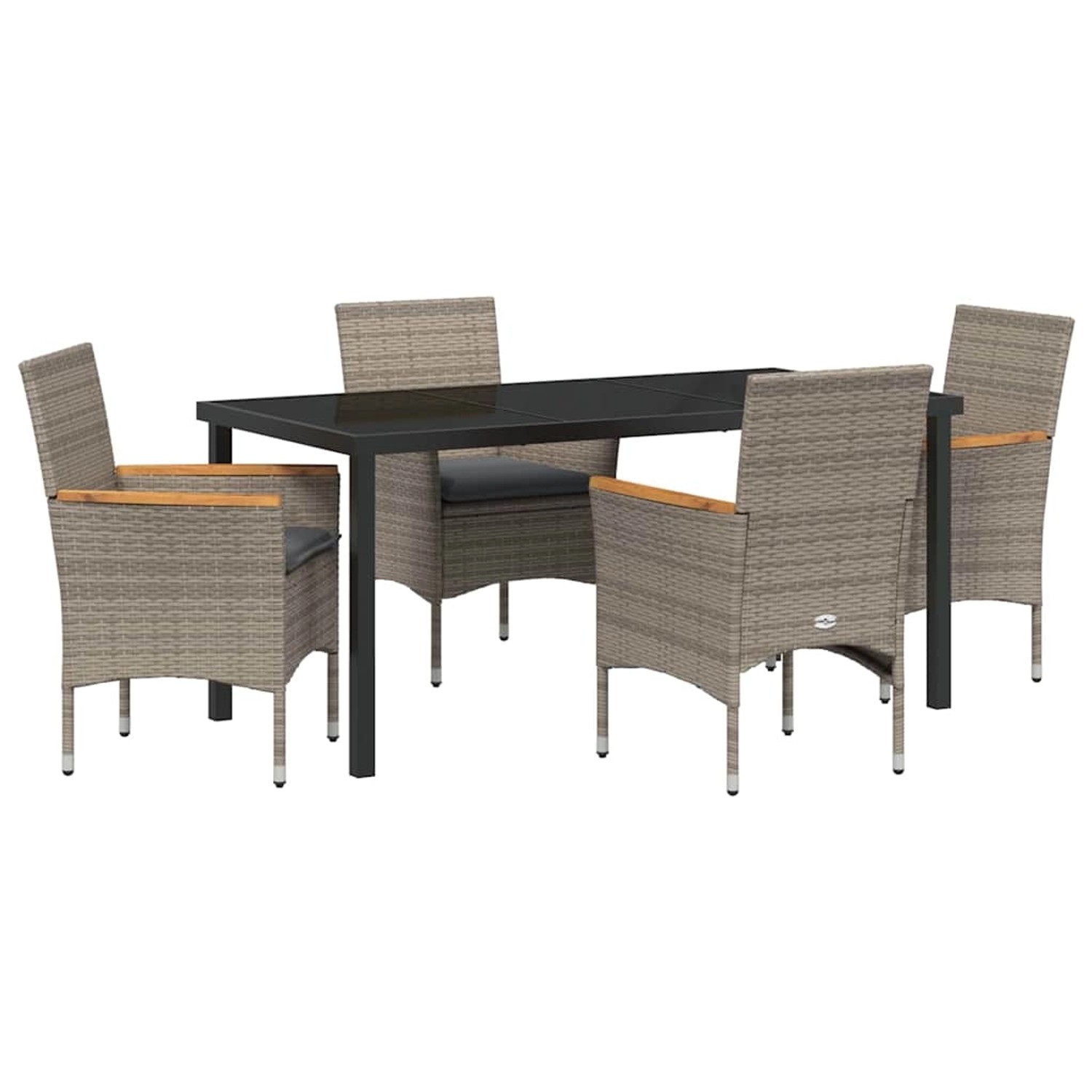 vidaXL Garten Essgruppe mit Kissen 5-Tlg Grau Poly Rattan 3379852 günstig online kaufen