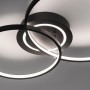 Moderne LED-Deckenleuchte Asmina in Schwarz, 69x55 cm, mit verschlungenen Ringen.