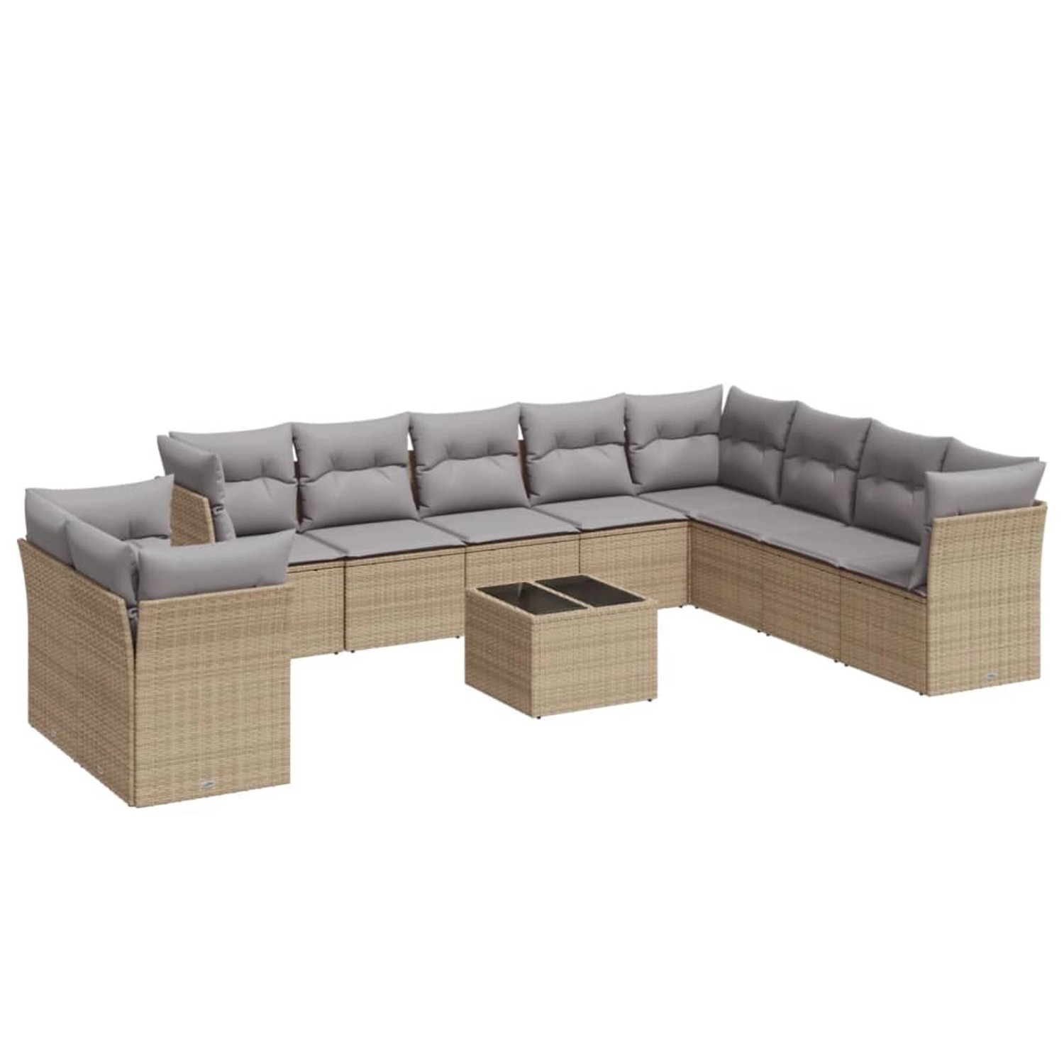 vidaXL 11-Tlg Garten-Sofagarnitur mit Kissen Beige Poly Rattan 3217869 günstig online kaufen