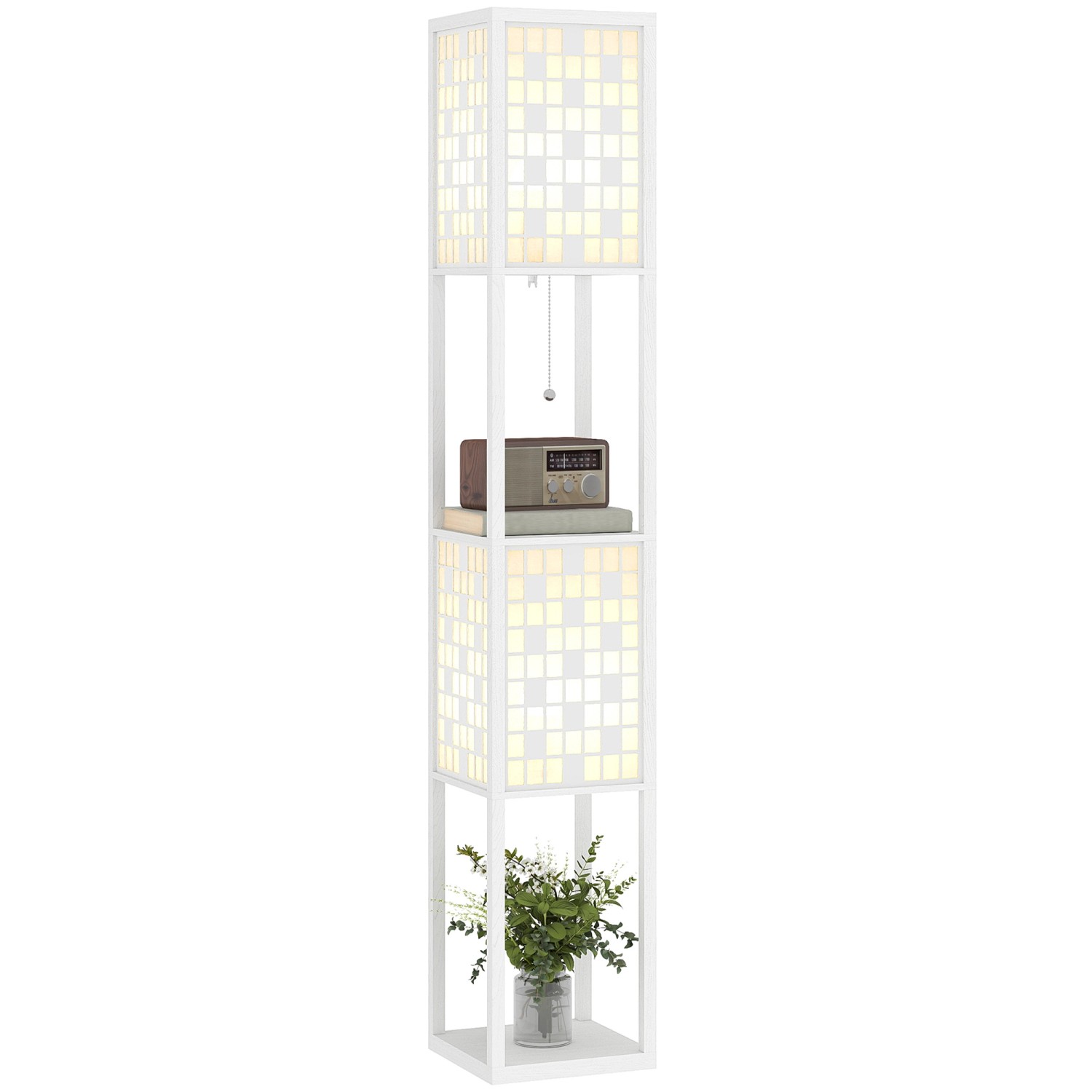 HOMCOM Stehlampe MDF Kunststoff 26L x 26B x 155,5H cm Weiß