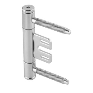 Vernickeltes 3-teiliges SOTECH Türband aus Stahl, Ø15 mm, für Stahlzargen. Robustes Scharnier.