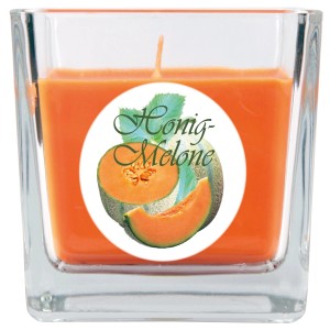 HS Candle Duftkerze im Glas, quadratisch, 8x7,5 cm, Honigmelone