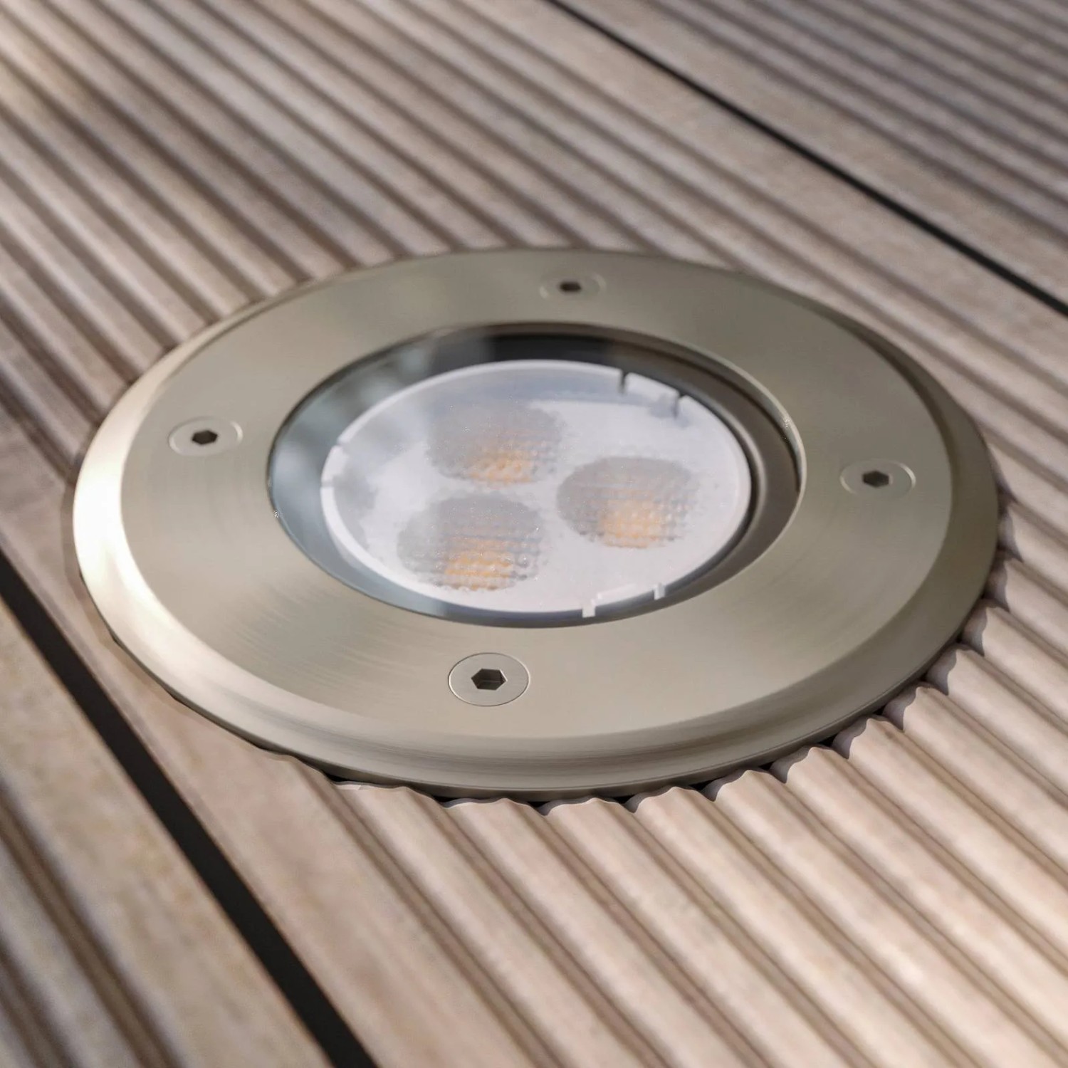 Lucande LED Bodeneinbauleuchte AVA, 3-flammig, Alu, wasserdicht, für Terrasse & Garten.