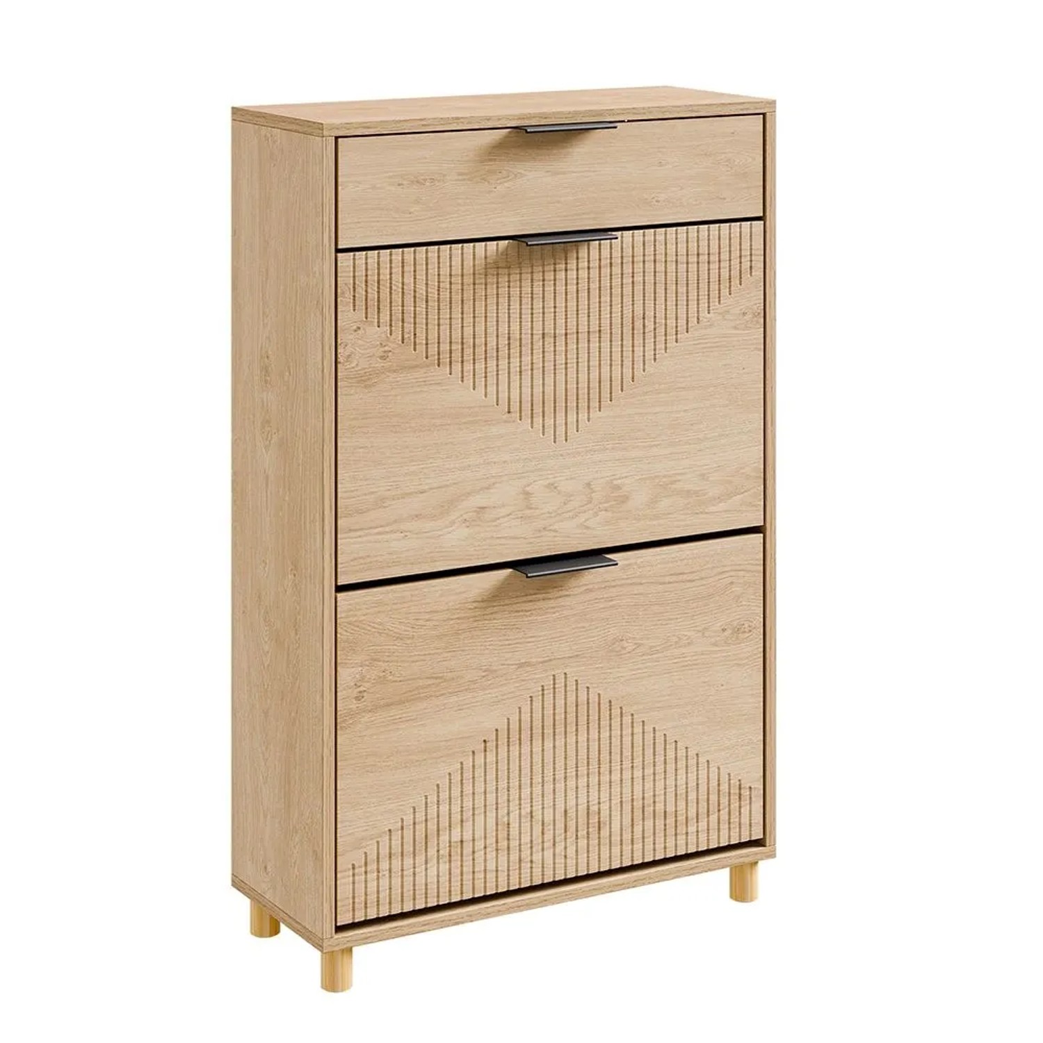 SoBuy Schuhschrank mit 2 Klappen Schuhregal Schuhkommode Flurschrank 60x95x24cm Natur FSR212-N